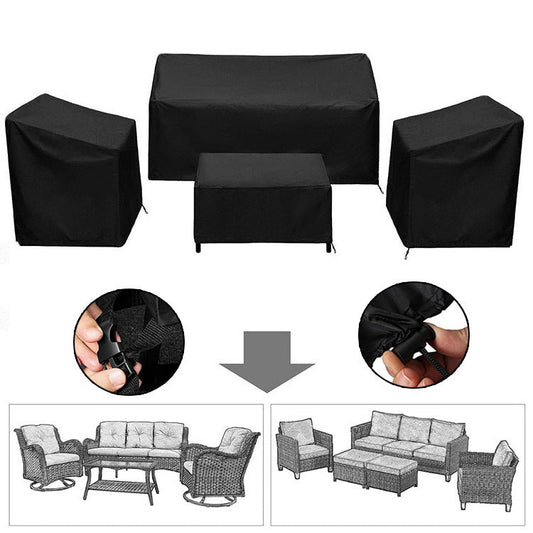 4PCS Large Outdoor Dustproof Furniture Cover Set with Zippered Bag (L Size) - Waterproof and UV-Resistant Garden Sofa, Desk & Chair Protectors