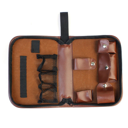 Brown Premium PU Leather Golf Accessory Organizer - Professional Golf Tool Kit Empty Pouch