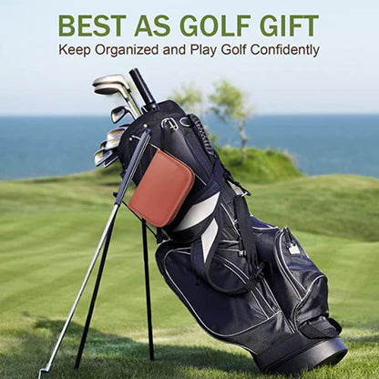 Black Premium PU Leather Golf Accessory Organizer - Professional Golf Tool Kit Empty Pouch