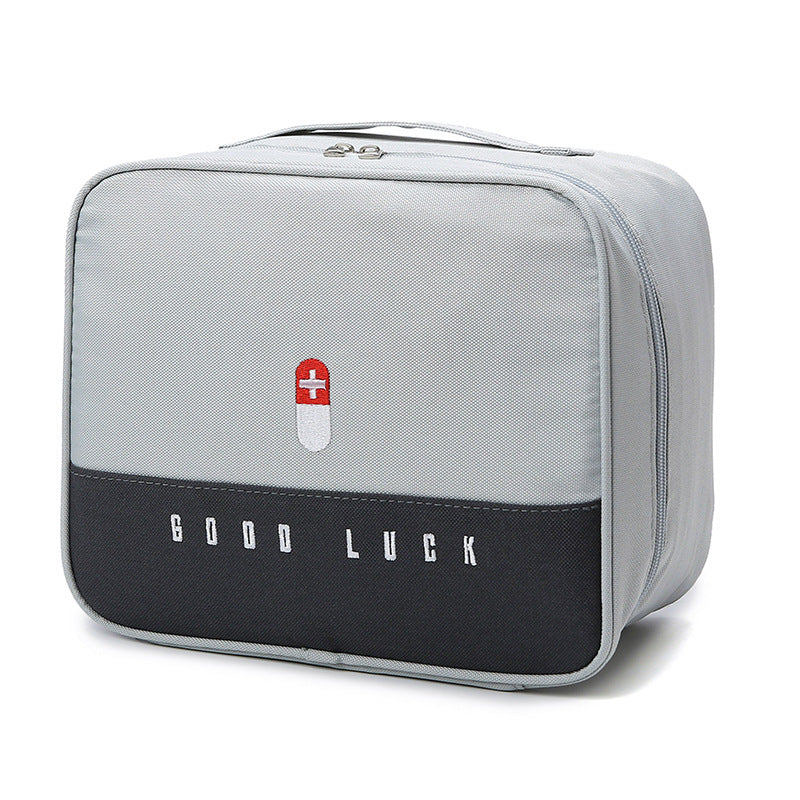 Grey Large Capacity Empty First Aid Kit 25 x 14 x 20 CM - Durable Oxford Cloth Emergency Medical Storage Bag for Home Car Camping Travel