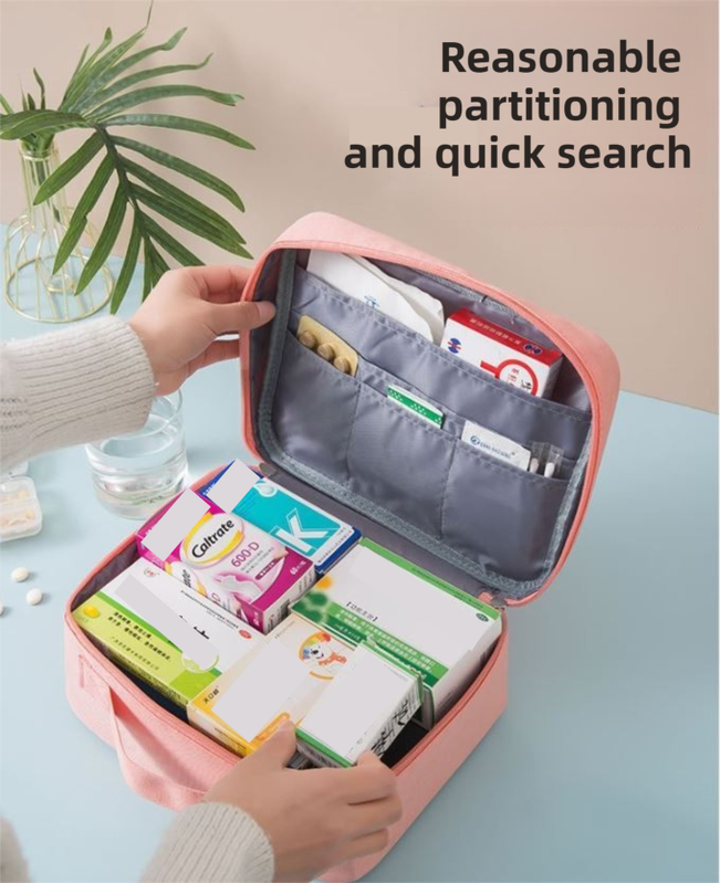 Green Large Capacity Empty First Aid Kit 25 x 14 x 20 CM - Durable Oxford Cloth Emergency Medical Storage Bag for Home Car Camping Travel