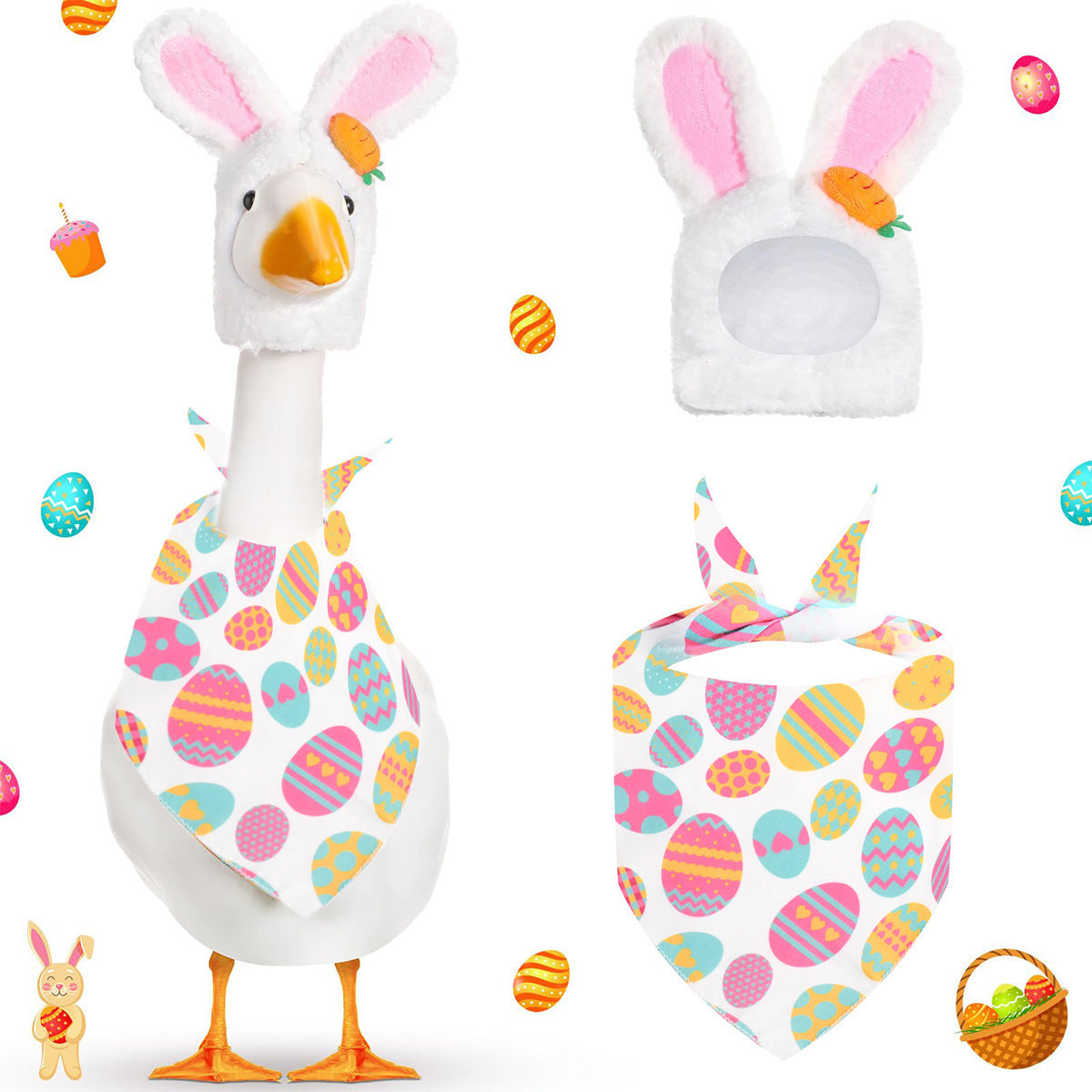 Vibrant Easter Porch Goose Outfit Set - Spring Festive Rabbit Costume for 23-Inch Garden Goose