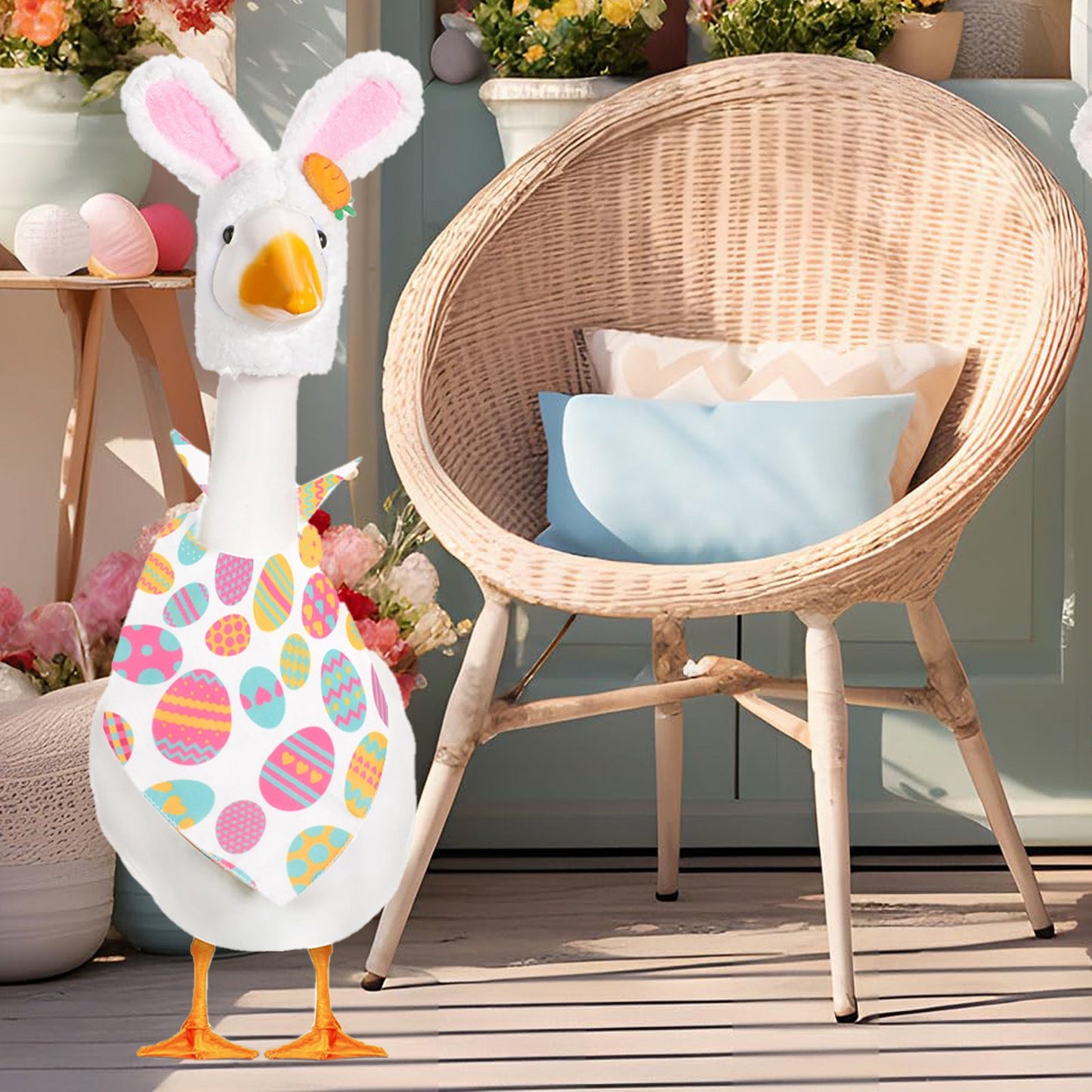 Vibrant Easter Porch Goose Outfit Set - Spring Festive Rabbit Costume for 23-Inch Garden Goose