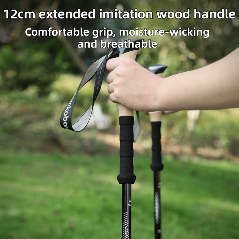 2-Pack Green Aluminum Alloy Telescopic Trekking Poles with Secure External Lock & Accessory - 3-Section Adjustable Hiking Sticks(65-135cm)