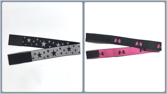Adjustable Elastic Headband & Wig Grip Band - Comfortable and Seamless Edge Fixer for Wigs and Frontals (Black Silver Stars + Black Pink Butterfly)