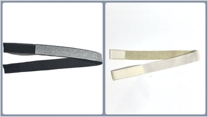 Adjustable Elastic Headband & Wig Grip Band - Comfortable and Seamless Edge Fixer for Wigs and Frontals (Bright Silver + Light Gold)