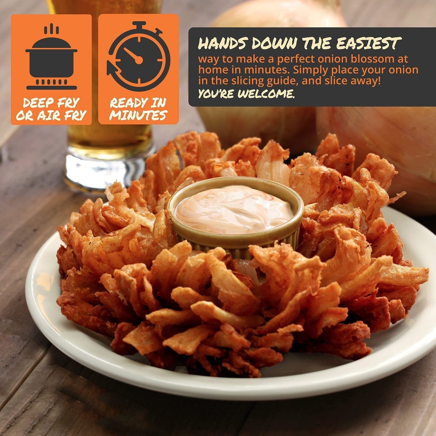 Fried Blooming Onion Maker - Professional Onion Flower Slicer & Cutter, Kitchen Vegetable Garnishing Tool
