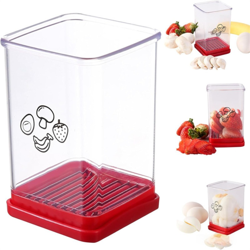 Handheld Fruit & Vegetable Speed Precision Slicer Integrated Safety Push Plate - Kitchen Stainless Steel Quick Multi-Cutter