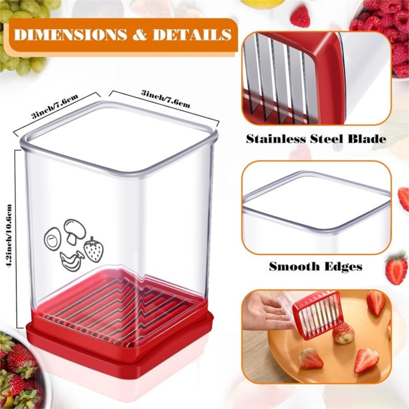 Handheld Fruit & Vegetable Speed Precision Slicer Integrated Safety Push Plate - Kitchen Stainless Steel Quick Multi-Cutter