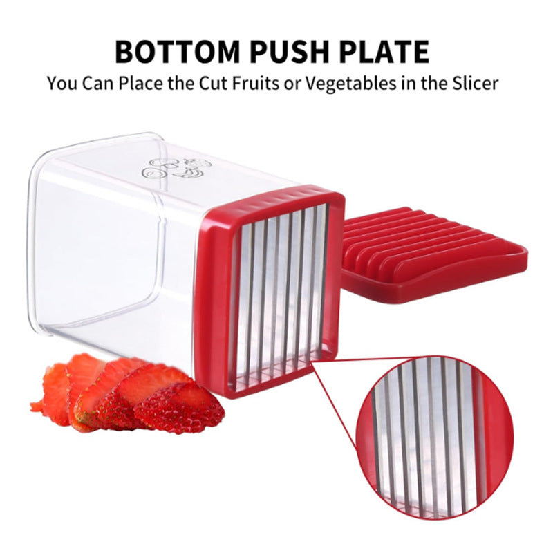 Handheld Fruit & Vegetable Speed Precision Slicer Integrated Safety Push Plate - Kitchen Stainless Steel Quick Multi-Cutter