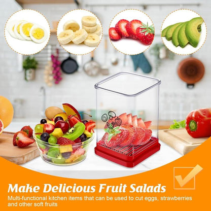 Handheld Fruit & Vegetable Speed Precision Slicer Integrated Safety Push Plate - Kitchen Stainless Steel Quick Multi-Cutter