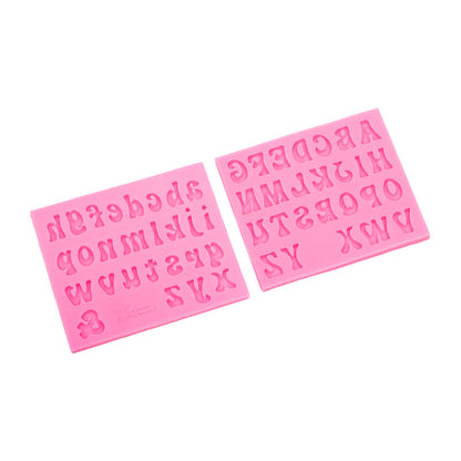 4-Pack Pink Alphabet & Numbers Silicone Fondant Molds - Heat Resistant Cake Decoration & Resin Crafting Tools