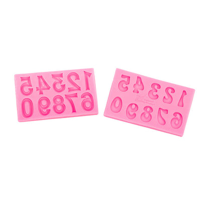 4-Pack Pink Alphabet & Numbers Silicone Fondant Molds - Heat Resistant Cake Decoration & Resin Crafting Tools