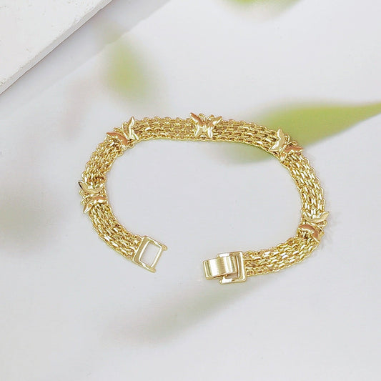 Gold Vintage Hollow Butterfly Metal Chain Bracelet - Premium Copper High-End Designer Intricate Jewelry