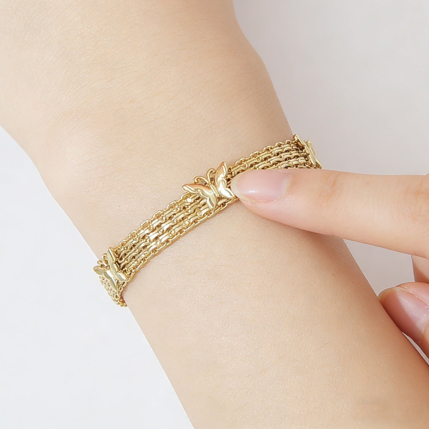 Gold Vintage Hollow Butterfly Metal Chain Bracelet - Premium Copper High-End Designer Intricate Jewelry