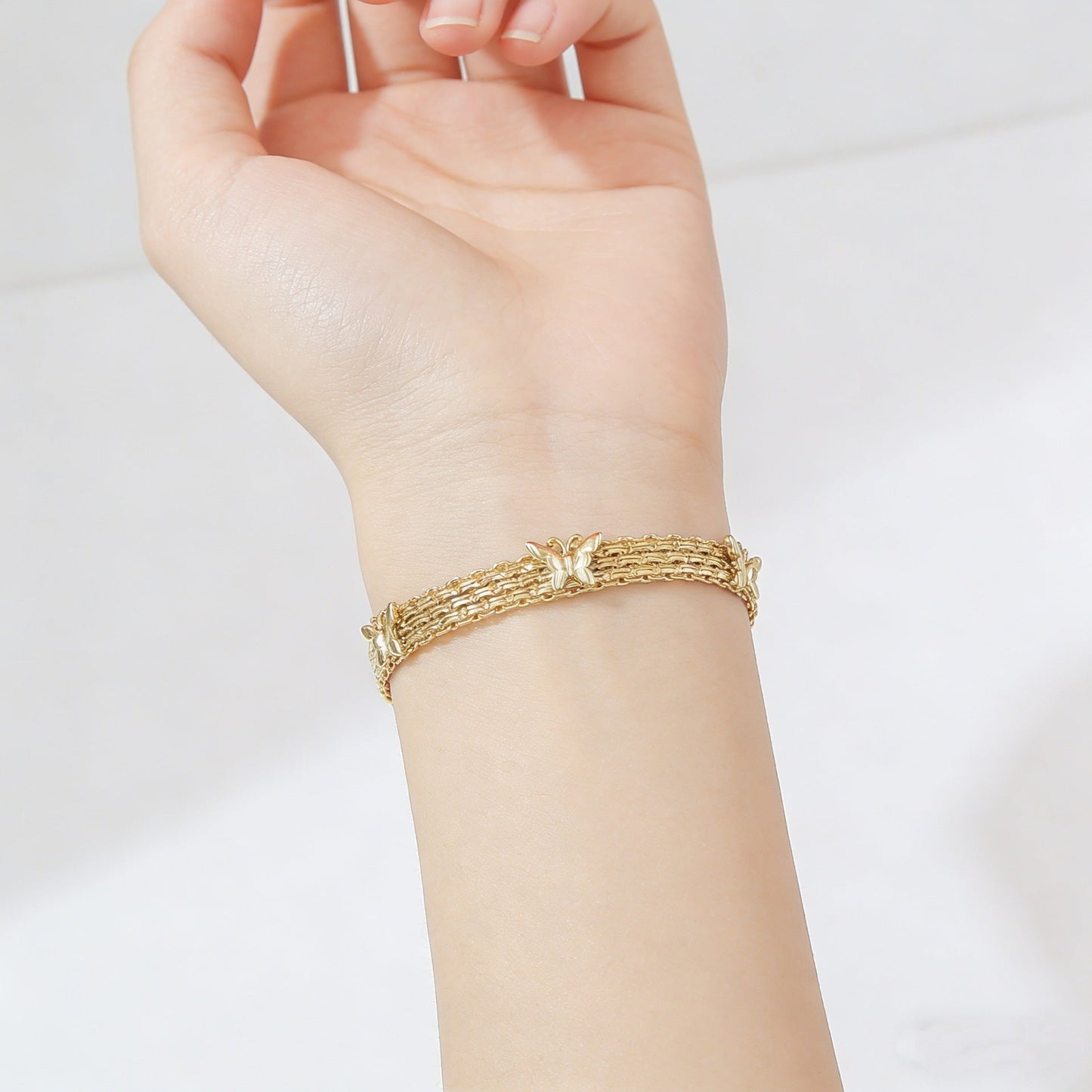 Gold Vintage Hollow Butterfly Metal Chain Bracelet - Premium Copper High-End Designer Intricate Jewelry