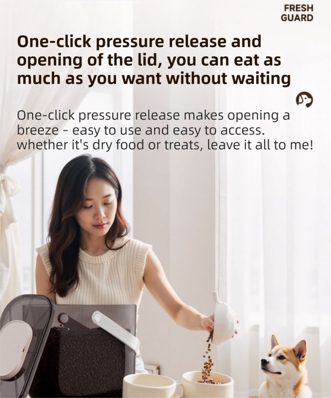 10L Smart Vacuum Pet Food Storage Container - Moisture & Insect Proof, Constant Pressure Paws-Keep-Fresh(Transparent White)
