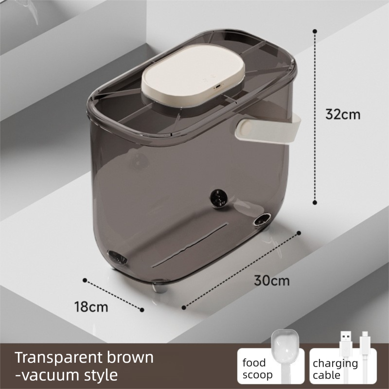 10L Smart Vacuum Pet Food Storage Container - Moisture & Insect Proof, Constant Pressure Paws-Keep-Fresh(Transparent Brown)