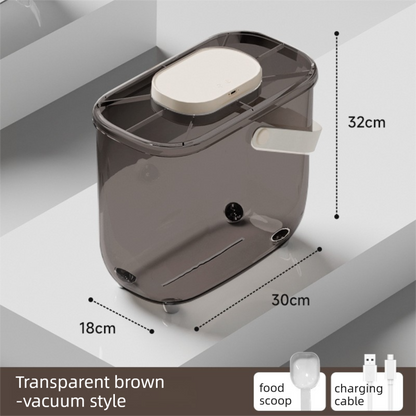 10L Smart Vacuum Pet Food Storage Container - Moisture & Insect Proof, Constant Pressure Paws-Keep-Fresh(Transparent Brown)
