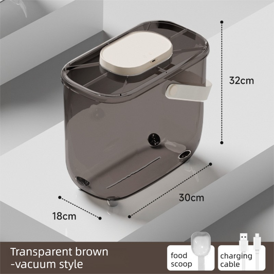 10L Smart Vacuum Pet Food Storage Container - Moisture & Insect Proof, Constant Pressure Paws-Keep-Fresh(Transparent Brown)