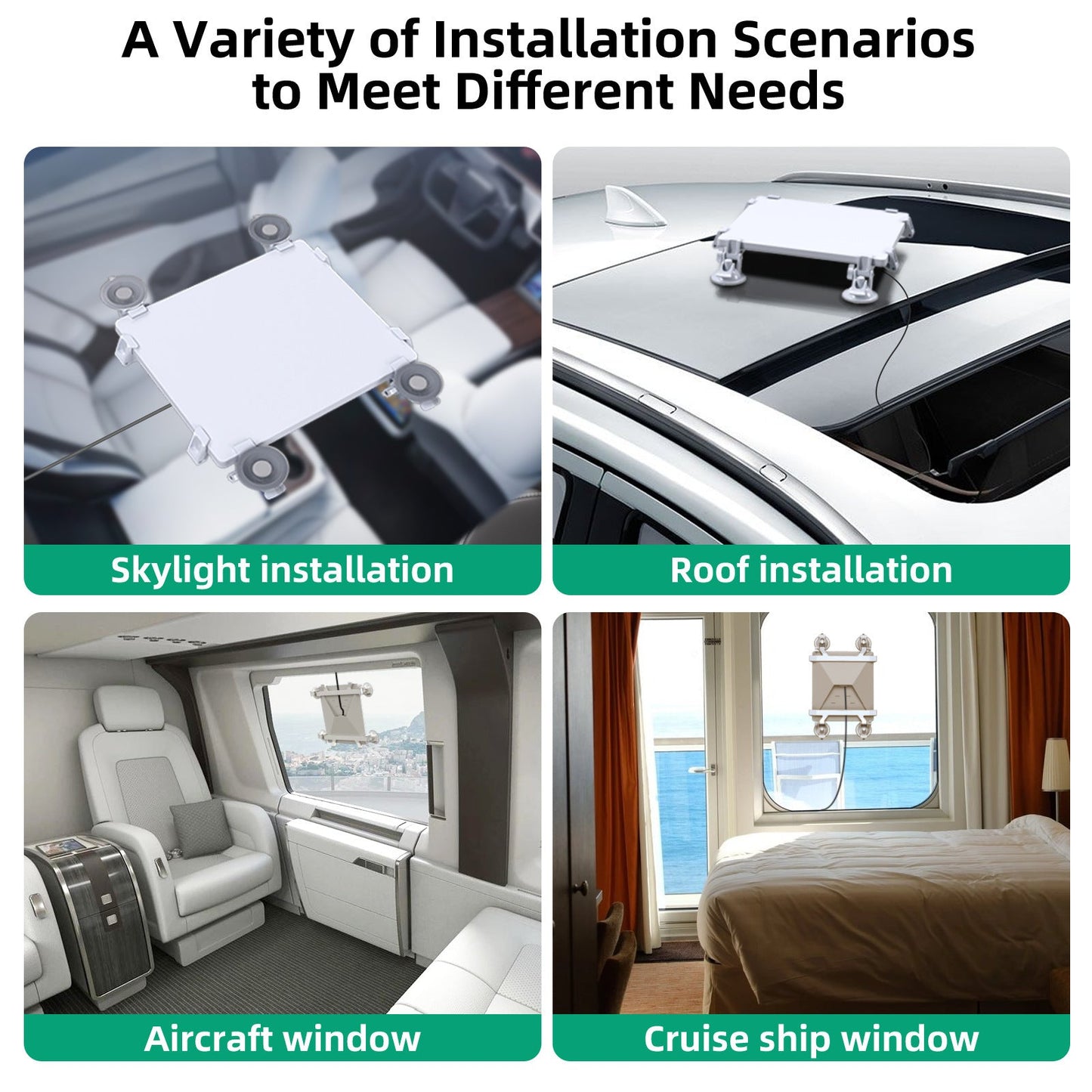 Universal Car Quad-Suction Cup Mount for Starlink Mini - Weather-Resistant Secure Vehicle Stabilizer for Sunroof & Window Glass