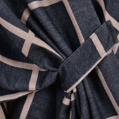 Grey and Pink Elegant Check Knit Travel Shawl with Stylish Side-Slit Design - Fall & Winter Luxurious Cashmere-Feel Pullover Cape (135 x 155 CM)
