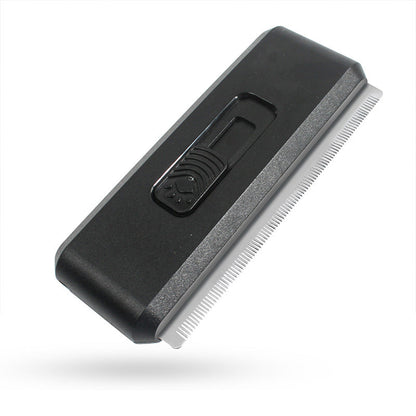 2-in-1 Black Self-Cleaning Pet Grooming Comb - Multi-Functional Stainless Steel Fur Remover for Pets, Furniture, and Clothing