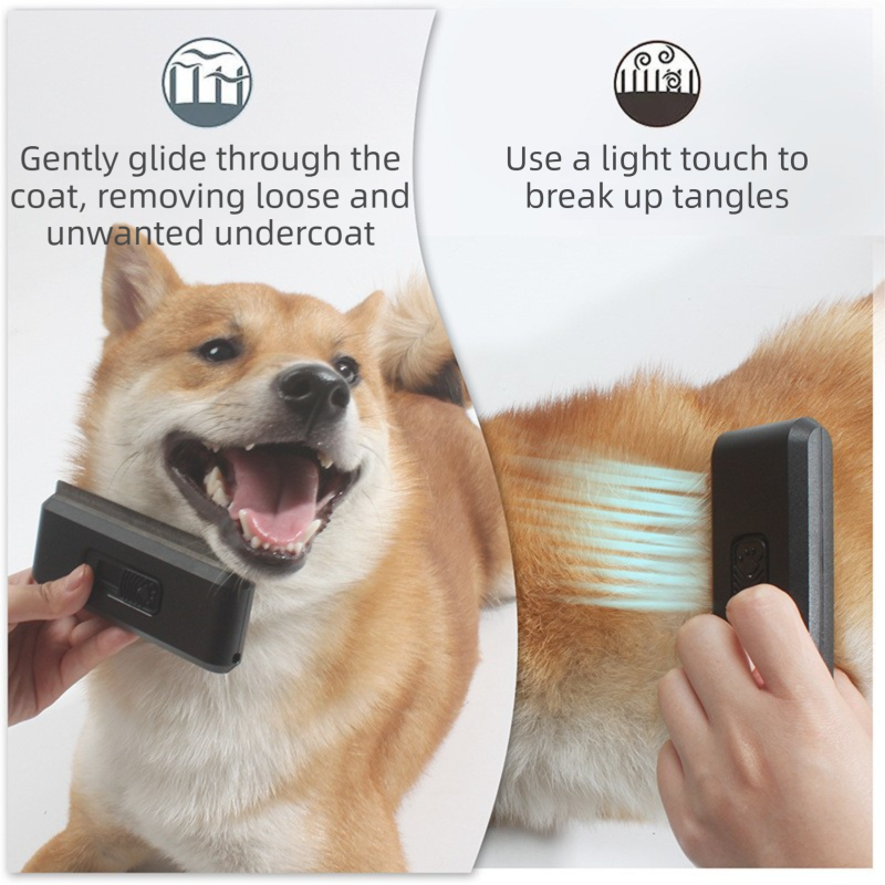 2-in-1 Black Self-Cleaning Pet Grooming Comb - Multi-Functional Stainless Steel Fur Remover for Pets, Furniture, and Clothing