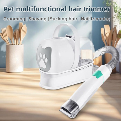 7-in-1 White Multifunctional Pet Grooming Vacuum Kit - Dog Cat Home Barber Shop & Low Noise Shedding Groomer with 1L Large Dust Cup