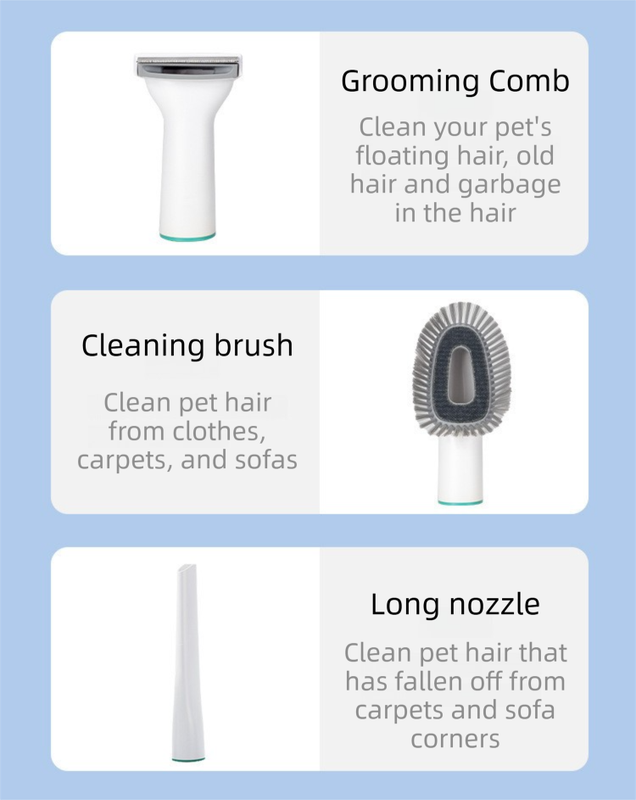 7-in-1 White Multifunctional Pet Grooming Vacuum Kit - Dog Cat Home Barber Shop & Low Noise Shedding Groomer with 1L Large Dust Cup