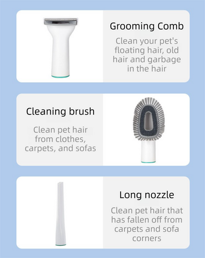 7-in-1 White Multifunctional Pet Grooming Vacuum Kit - Dog Cat Home Barber Shop & Low Noise Shedding Groomer with 1L Large Dust Cup