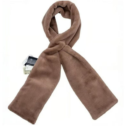 Brown Soft Faux Fur Scarf with 15x20CM Hidden Zipper Pocket - Anti-Theft Travel Scarf  for Phone, Passport and Essentials