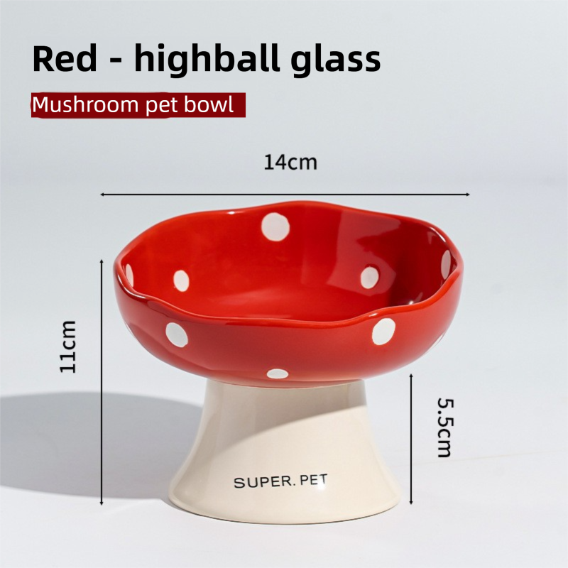 Red Elevated 15Â° Tilted Ceramic Cat Bowl - Anti-Chin Acne Glaze Finish, Non-Slip Weighted Base & Neck Protection Pet Feeder