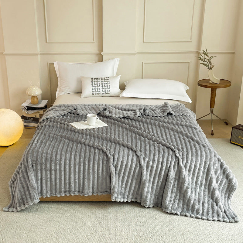 2-Pack Grey Ultra-Soft Faux Rabbit Fur Plush Sofa Cushion & Bedding Blanket(150 x 200 CM + 200 x 230 CM) - Luxury Double-Sided Thickened Winter Fleece