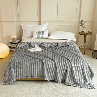 2-Pack Grey Ultra-Soft Faux Rabbit Fur Plush Sofa Cushion & Bedding Blanket(150 x 200 CM + 200 x 230 CM) - Luxury Double-Sided Thickened Winter Fleece