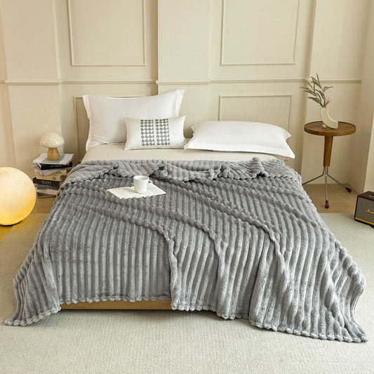 Grey 230 x 200 CM Ultra-Soft Faux Rabbit Fur Plush Sofa Cushion & Bedding Blanket - Luxury Double-Sided Thickened Winter Fleece