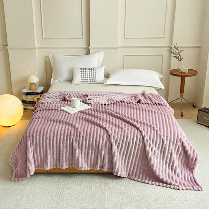 Purple 180 x 200 CM Ultra-Soft Faux Rabbit Fur Plush Sofa Cushion & Bedding Blanket - Luxury Double-Sided Thickened Winter Fleece