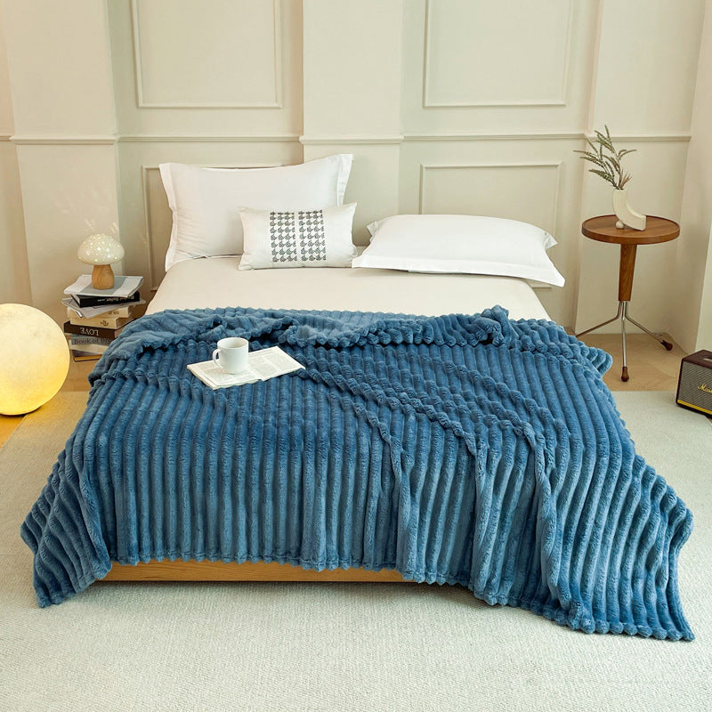 Dark Blue 230 x 200 CM Ultra-Soft Faux Rabbit Fur Plush Sofa Cushion & Bedding Blanket - Luxury Double-Sided Thickened Winter Fleece