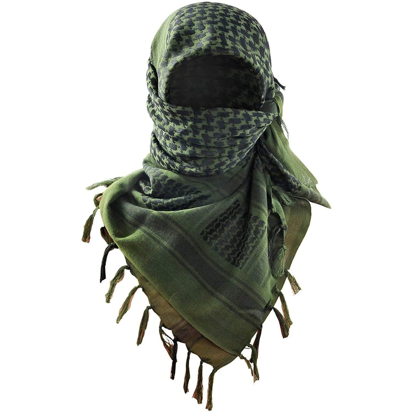 Green 110x110CM Military Shemagh Cotton Tactical Desert Scarf - Versatile Protective Face Mask and Head Wrap for Motorcycling, Paintball & Outdoors