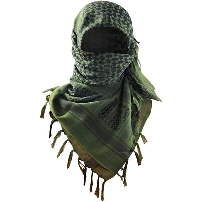 Green 110x110CM Military Shemagh Cotton Tactical Desert Scarf - Versatile Protective Face Mask and Head Wrap for Motorcycling, Paintball & Outdoors