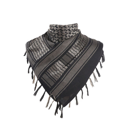 Black and Gold 110x110CM Military Shemagh Cotton Tactical Desert Scarf - Versatile Protective Face Mask and Head Wrap for Motorcycling, Paintball & Outdoors