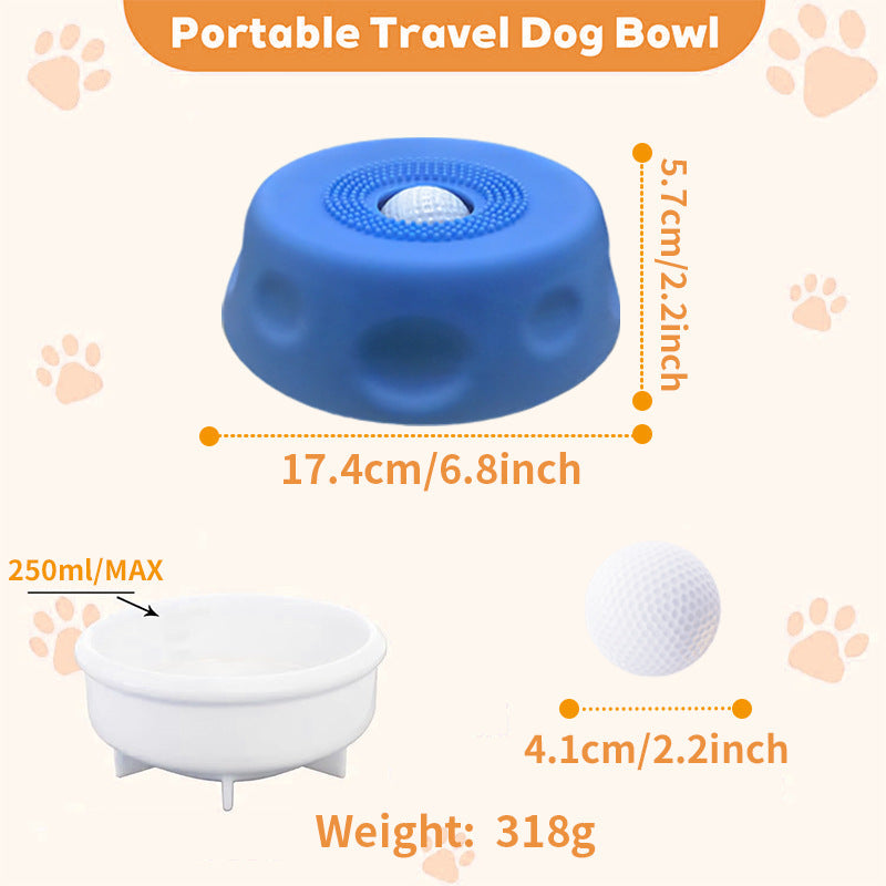 Yellow Silicone Dog Liquid Lick Bowl with Floating Fun Ball - Interactive Slow Feeder & Anti-Slip Calming Pet Bowl for Dogs and Cats