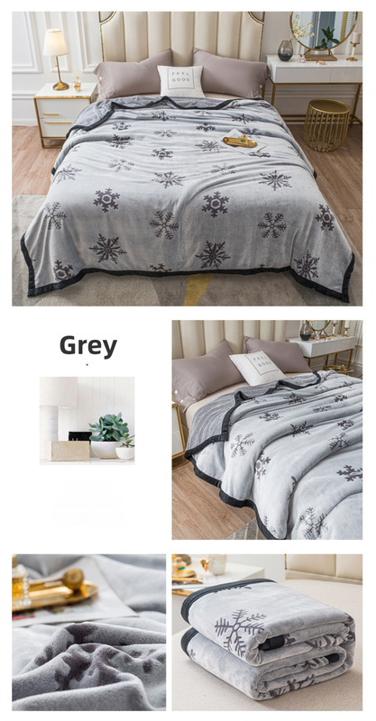 Grey Floral Fantasy 100x150CM Premium Double-Sided Print Flannel Blanket - Soft All-Season Air Conditioning Throw for Office Nap & Travel