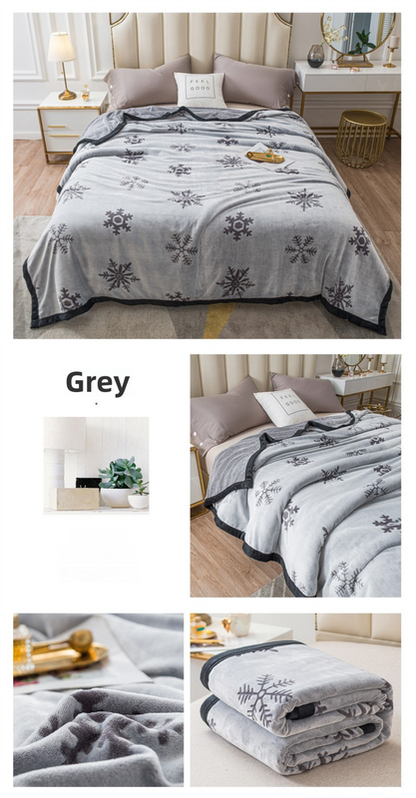 Grey Floral Fantasy 100x150CM Premium Double-Sided Print Flannel Blanket - Soft All-Season Air Conditioning Throw for Office Nap & Travel