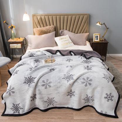 Grey Floral Fantasy 180x200CM Premium Double-Sided Print Flannel Blanket - Soft All-Season Air Conditioning Throw for Office Nap & Travel