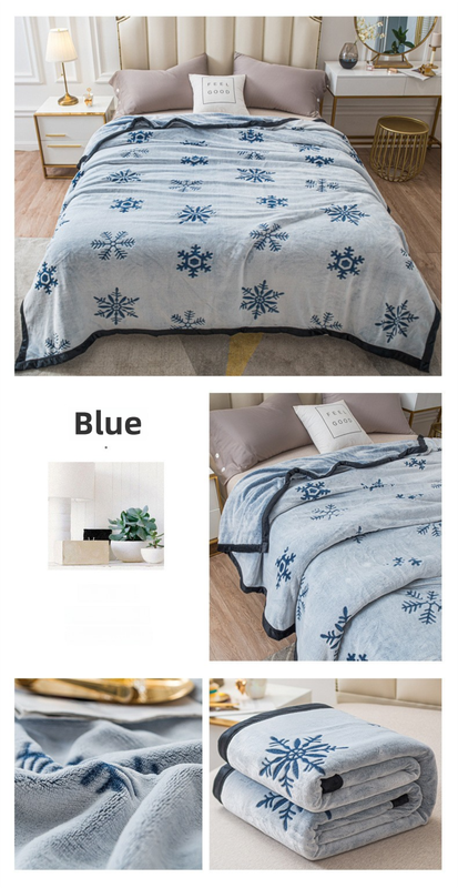 Blue Floral Fantasy 180x200CM Premium Double-Sided Print Flannel Blanket - Soft All-Season Air Conditioning Throw for Office Nap & Travel