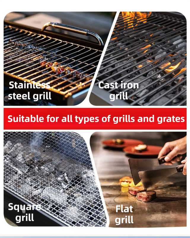 3-in-1 Black Cordless Electric Grill Cleaner Built-in LED & USB Charging - Waterproof High Power BBQ Cleaning Brush with 2-Speed Setting