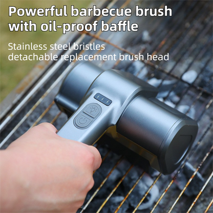 3-in-1 Gold Cordless Electric Grill Cleaner Built-in LED & USB Charging - Waterproof High Power BBQ Cleaning Brush with 2-Speed Setting