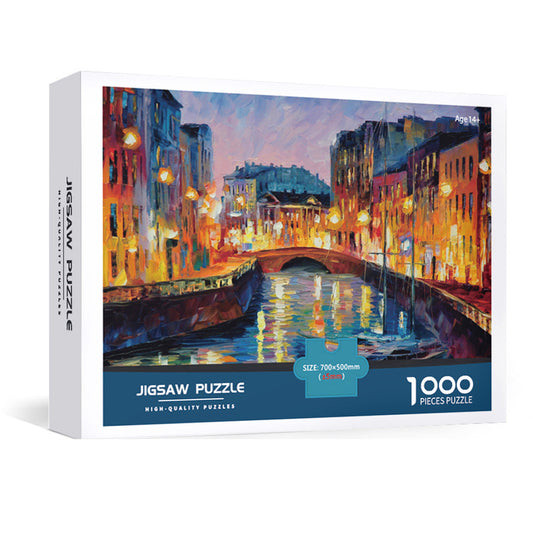 1000-Piece Large Jigsaw Puzzles with 70x50CM Display (Venice Theme) - 6 LetterAlphabetical Zone Partitioning, Stress-Relief Educational Toy for Teens & Adults