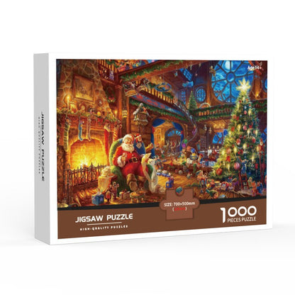 1000-Piece Large Jigsaw Puzzles with 70x50CM Display (Santa Claus Theme) - 6 LetterAlphabetical Zone Partitioning, Stress-Relief Educational Toy for Teens & Adults